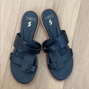 Sarto Black Leather Women's Sandals